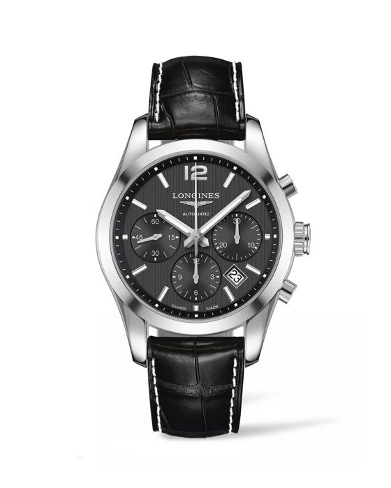 Longines Conquest Classic Automatic Chronograph Black Dial Black