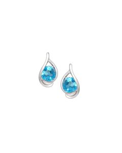 Teardrop Swirl Blue Topaz Earrings