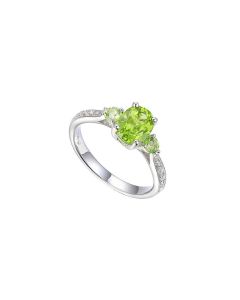 Silver Peridot Amore Ring Size N