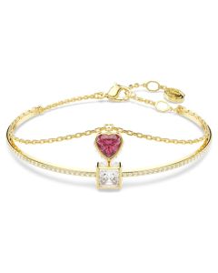 Swarovski  Chroma bangle Heart, Red, Gold-tone plated 