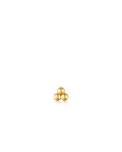 Gold Triple Ball Barbell Single Earring