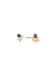 Gold Lapis Star Stud Earrings