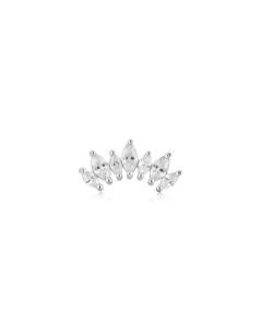 Silver Sparkle Marquise Climber Barbell Single Earring