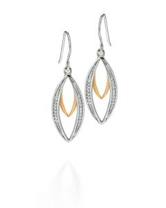 Fiorelli Sterling Silver Gold Plated Marquise Double Drop Earrings