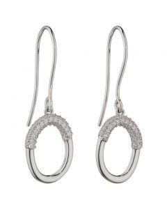 Fiorelli Tubular Organic Shape Hook Earrings with Pave CZ (E5955C)