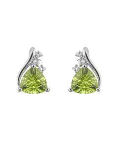 9ct White Gold Claw Set Tri Peridot & White Topaz Pendant