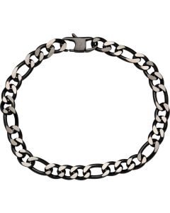 Unique & Co Stainless Steel Figaro Black IP Plated Bracelet - LAB-183 21cm