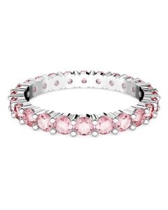 Swarovski  Matrix ring Round cut, Pink, Rhodium plated Size 58