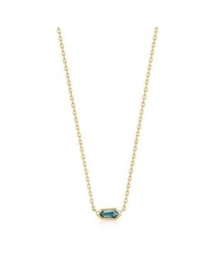 Gold Teal Sparkle Emblem Chain Necklace