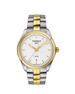 Tissot Mens PR 100 White Dial Two Tone Watch - T1014102203100