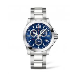 Longines Mens Conquest Chronograph 41mm Blue Dial Watch L3