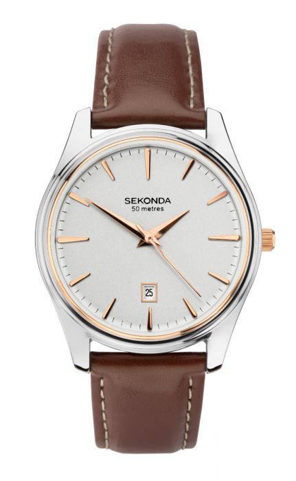 Sekonda Mens Brown Leather Strap Watch 1783